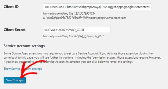 add client id secret WordPress