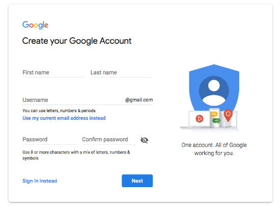 Daftar Akun Google Gmail step1