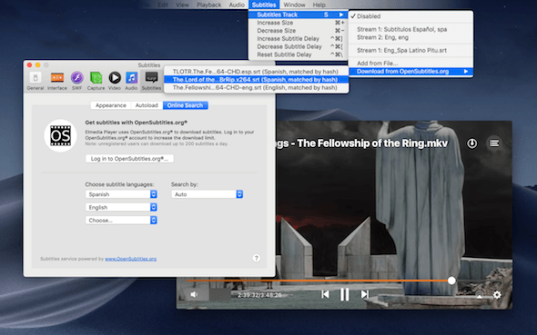 Elmedia Player Subtitles Pemutar video Mac OS