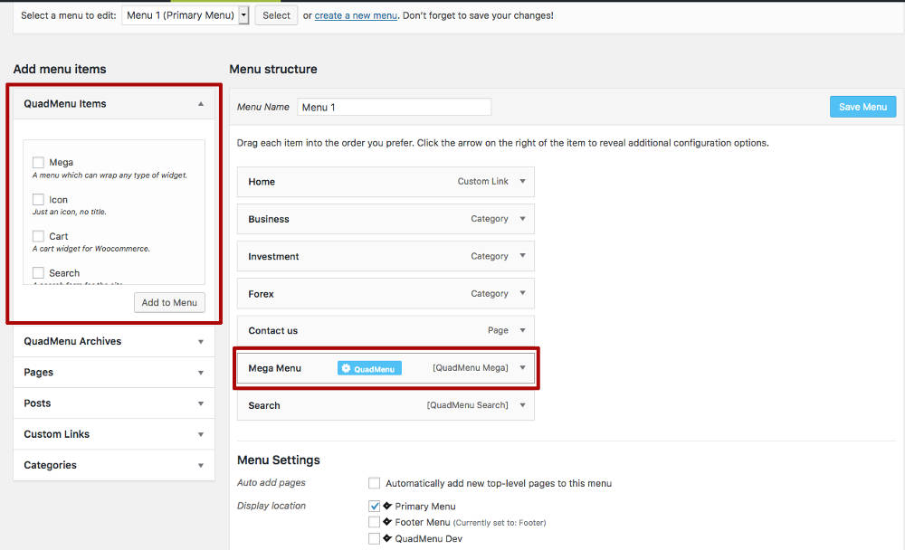 QuadMenu Mega Menu WordPress Menu1