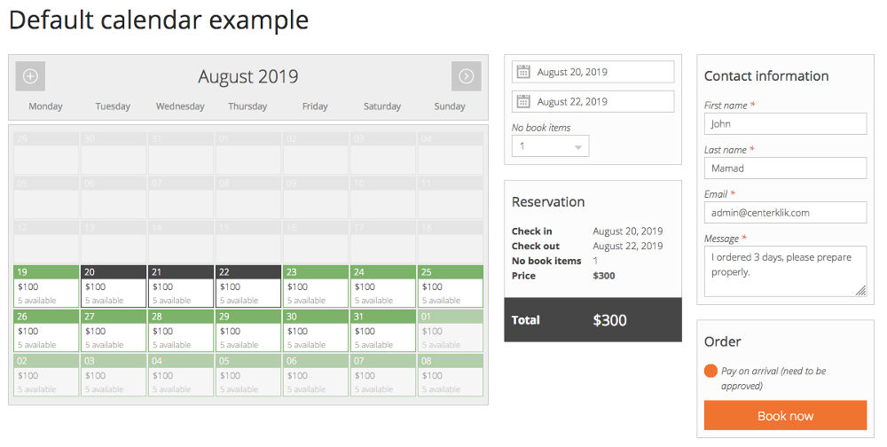 Calendar pinpoint booking system WordPress