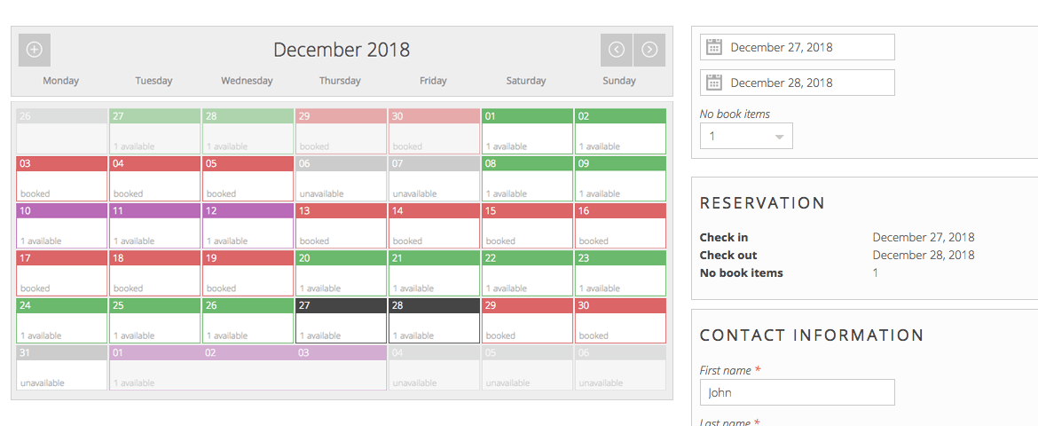booking-calendar-days pinpoint booking system WordPress