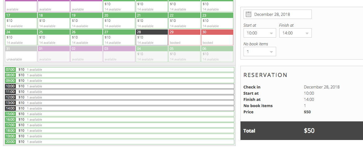 booking-calendar-hours pinpoint booking system WordPress
