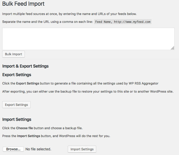 Import & Export autoblogging WP RSS Aggregator
