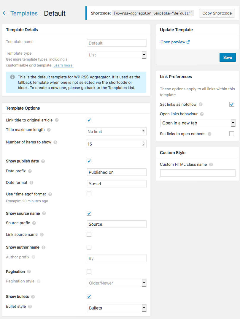 Membuat autoblogging WP RSS Aggregator Template