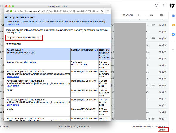 remote sign out gmail