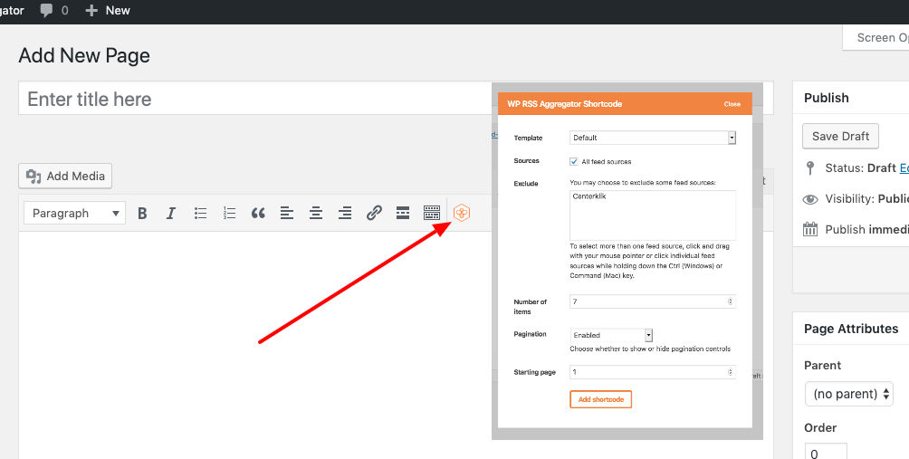 shortcode autoblogging WP RSS Aggregator