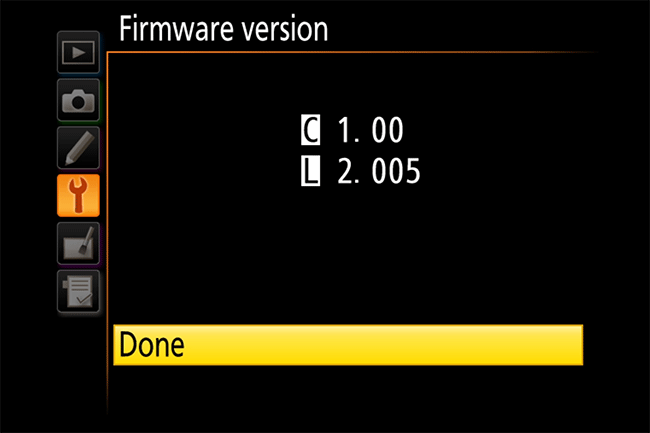 update Versi kamera Nikon Firmware
