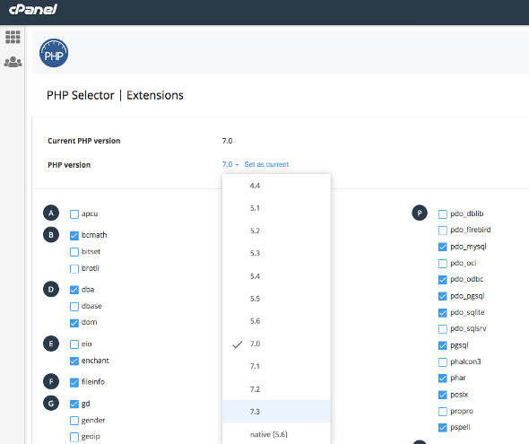 cara upgrade php di cPanel