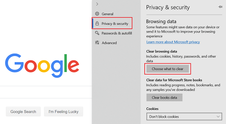 pilih hapus data browser microsoft edge