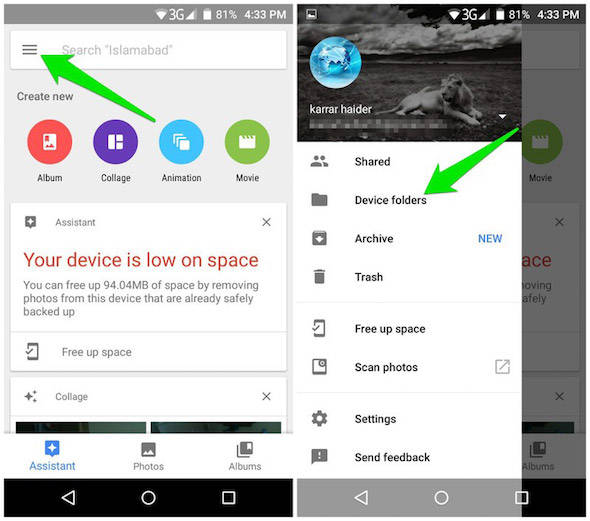 Google Photos backup