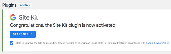 Google Site Kit Start Setup