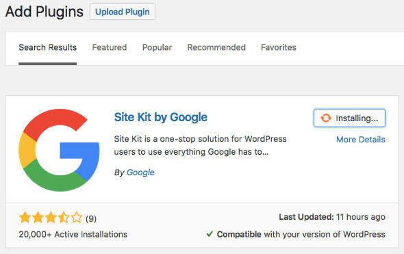 Instal Plugin Google Site Kit WordPress