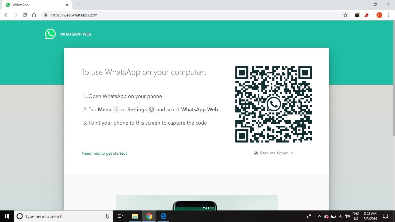 Menggunakan WhatsApp Komputer web desktop