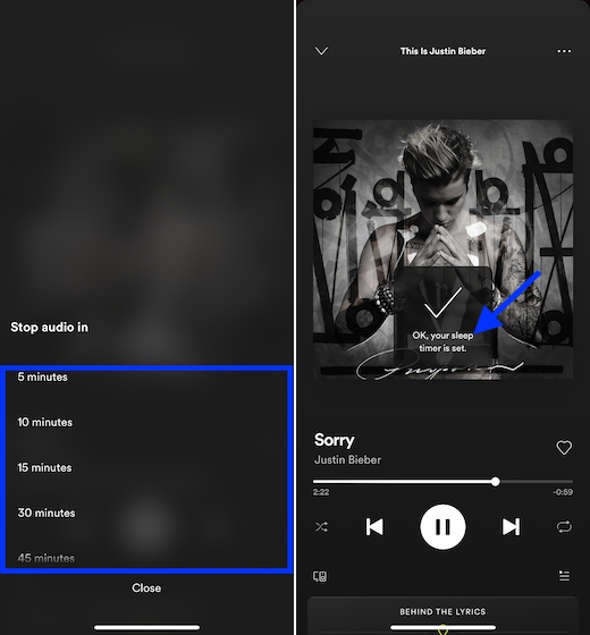 set a timer on spotify