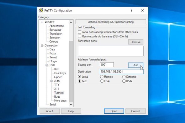 cara instal vnc ssh tunnel putty ubuntu