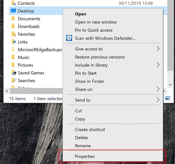 Windows Folder Properties Menu