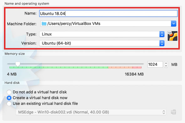 new vm virtualbox ubuntu 18 details