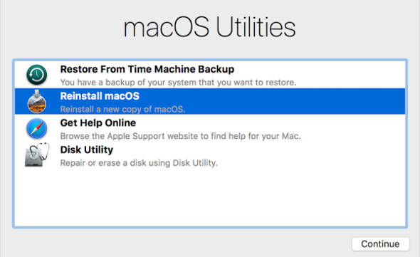 MacOS utility Reinstall