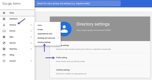 g suite directory profile edit