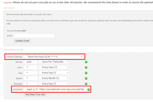 cPanel WP Cron