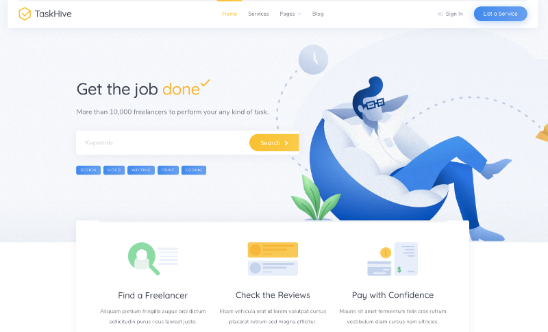 TaskHive – Tema WordPress Untuk Web Freelance Marketplace