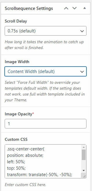 scrollsequence settings