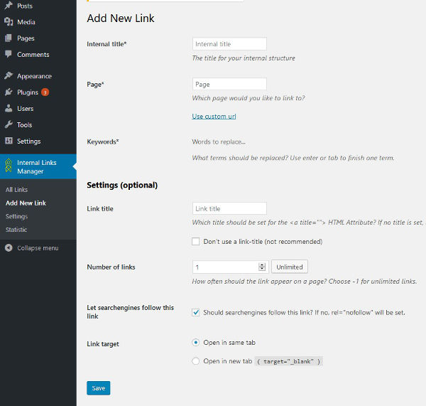 Internal Links Manager