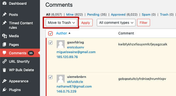 hapus komentar spam wordpress